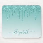 Moderner Trendy Aquamariner Glitzer Stilvolle Schr Mousepad (Vorne)