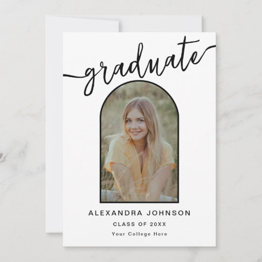 Moderner Trendy Arch Foto Abschluss Ankündigung (Vorderseite)