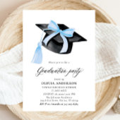 Moderner Trendy Blue Bow Graduation Cap Abschluss Einladung