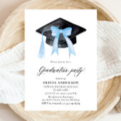Moderner Trendy Blue Bow Graduation Cap Abschluss Einladung