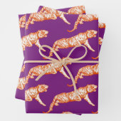 Moderner Trendy Bright Orange Tiger auf Lila Geschenkpapier Set (Beispiel)
