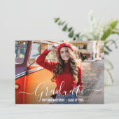 Moderner Trendy Calligraphy Foto Abschluss Ankündigung (Stehend Vorderseite)