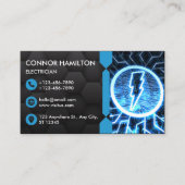 Moderner Trendy Cool Blue Lightning Electrician Visitenkarte (Vorderseite)