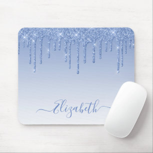 Moderner Trendy Dusty Blue Glitzer Stilvolle Schri Mousepad