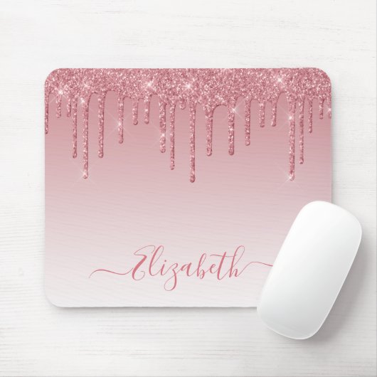 Moderner Trendy Dusty Pink Glitzer Stilvolle Schri Mousepad (Mit Mouse)