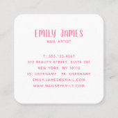 Moderner Trendy Einzigartiger Beruflicher Nail Wel Quadratische Visitenkarte (Rückseite)