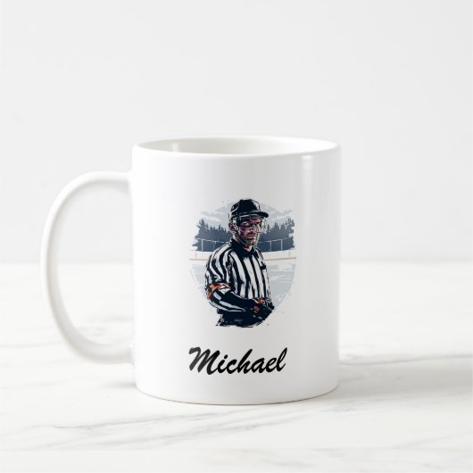 Moderner trendy Eishockey-Schiedsrichter Personali Kaffeetasse (Links)