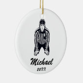 Moderner trendy Eishockey-Schiedsrichter Personali Keramik Ornament (Rechts)