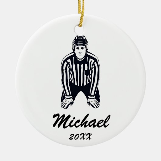 Moderner trendy Eishockey-Schiedsrichter Personali Keramik Ornament (Vorne)