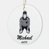 Moderner trendy Eishockey-Schiedsrichter Personali Keramik Ornament (Links)