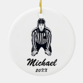 Moderner trendy Eishockey-Schiedsrichter Personali Keramik Ornament (Hinten)