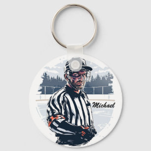 Moderner trendy Eishockey-Schiedsrichter Personali Schlüsselanhänger