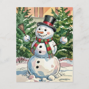 Moderner Trendy Frohe Weihnachtsschneemann Feiertagspostkarte