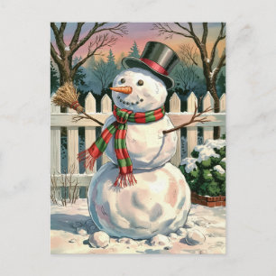 Moderner Trendy Frohe Weihnachtsschneemann Feiertagspostkarte