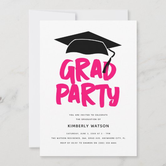 Moderner Trendy GRAD Party Abschluss Einladung (Vorderseite)