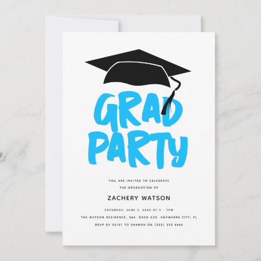 Moderner Trendy GRAD Party Abschluss Einladung (Vorderseite)