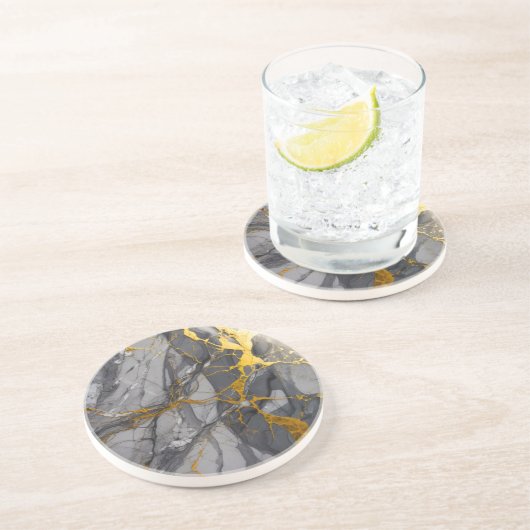 Moderner Trendy Grafit Grau und Gold Untersetzer (Seite)