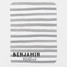 Moderner Trendy Gray White Strip Watercolor Boy