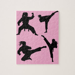 Moderner Trendy Karate / Taekwondo / Judo Pink Puzzle