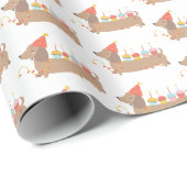 Moderner Trendy Kindergeburtstag Niedlich Dog Geschenkpapier (Rolleneckpunkt)