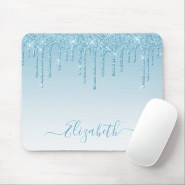 Moderner Trendy Light Blue Glitzer Stilvolle Schri Mousepad