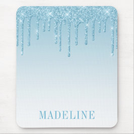 Moderner Trendy Light Blue Glitzer Tropfen Mousepad