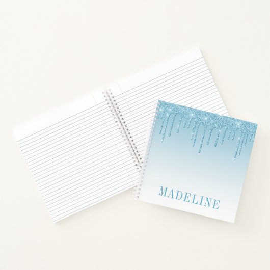 Moderner Trendy Light Blue Glitzer Tropfen Notizblock (Innenseite)