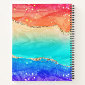 Moderner Trendy Monogram Rainbow Agate Glitzer Notizblock (Rückseite)