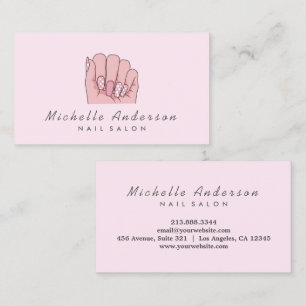 Moderner Trendy Nails Salon Nageltechniker Pink Visitenkarte