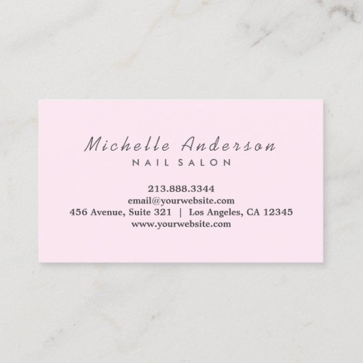 Moderner Trendy Nails Salon Nageltechniker Pink Visitenkarte (Rückseite)