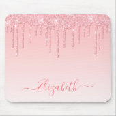 Moderner Trendy Pink Blush Glitzer Stilvolle Schri Mousepad (Vorne)