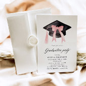 Moderner Trendy Pink Bow Graduation Cap Abschluss Einladung