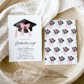Moderner Trendy Pink Bow Graduation Cap Abschluss Einladung