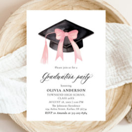 Moderner Trendy Pink Bow Graduation Cap Abschluss Einladung