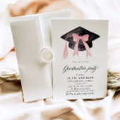 Moderner Trendy Pink Bow Graduation Cap Abschluss Einladung