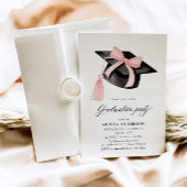 Moderner Trendy Pink Bow Graduation Cap Abschluss Einladung