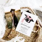 Moderner Trendy Pink Bow Graduation Cap Abschluss Einladung