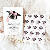 Moderner Trendy Pink Bow Graduation Cap Abschluss Einladung