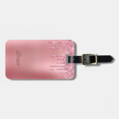 Moderner Trendy Pink Driving Glitzer Gepäckanhänger (Vorderseite horizontal)