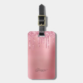 Moderner Trendy Pink Driving Glitzer Gepäckanhänger (Vorderseite vertikal)