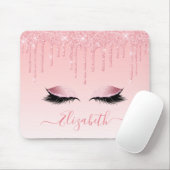 Moderner Trendy Pink Glitzer Lashes Stilschrift Mousepad (Mit Mouse)