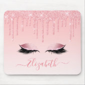 Moderner Trendy Pink Glitzer Lashes Stilschrift Mousepad (Vorne)