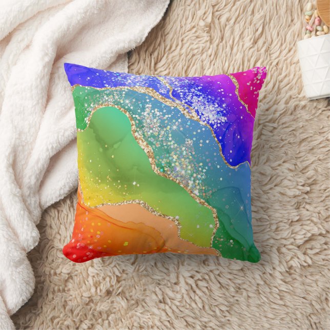 Moderner Trendy Rainbow Glitzer Kissen (Decke)