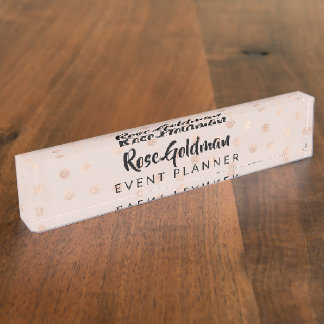 Moderner Trendy Rosen-GoldConfetti punktiert Luxus Namensplakette