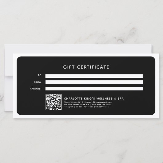 Moderner trendy Salon QR Code Geschenkgutschein (Rückseite)