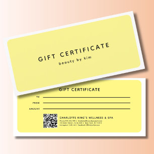 Moderner trendy Salon QR Code Geschenkgutschein