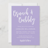 Moderner Trendy Script Brunch Bubbly Shower Lavend Einladung (Vorderseite)