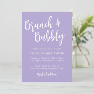 Moderner Trendy Script Brunch Bubbly Shower Lavend Einladung