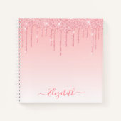 Moderner Trendy Stilvolles Script Rosa Blush Glitz Notizblock (Vorderseite)