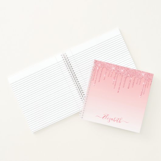 Moderner Trendy Stilvolles Script Rosa Blush Glitz Notizblock (Innenseite)